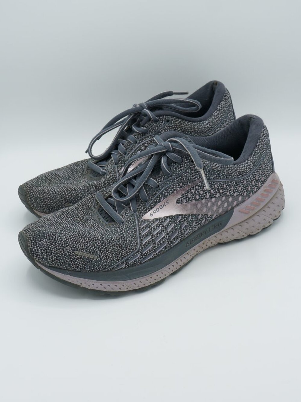 Brooks Adrenaline GTS 21 Running Shoes Grey Purple Rose Gold Women's Size 10